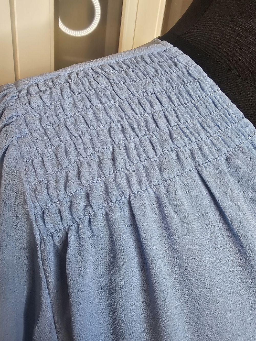 1. State Soft Blue Button-Front Smocked Blouse - Picture 6 of 8